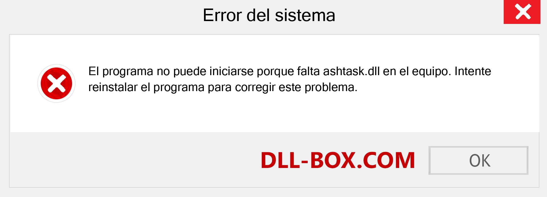 ¿Falta el archivo ashtask.dll ?. Descargar para Windows 7, 8, 10 - Corregir ashtask dll Missing Error en Windows, fotos, imágenes