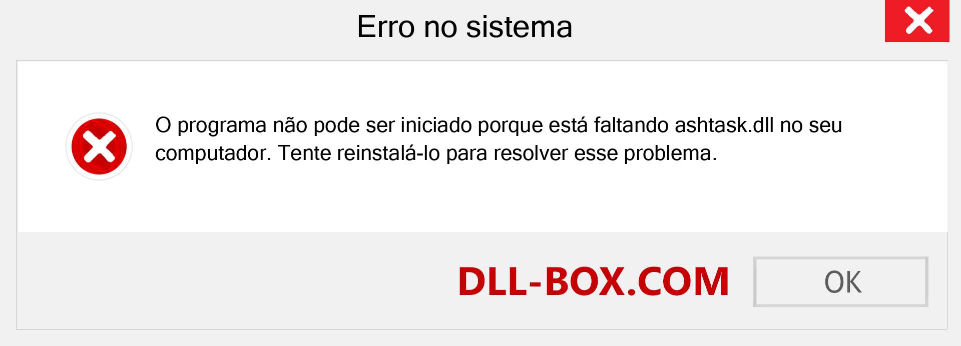 Arquivo ashtask.dll ausente ?. Download para Windows 7, 8, 10 - Correção de erro ausente ashtask dll no Windows, fotos, imagens